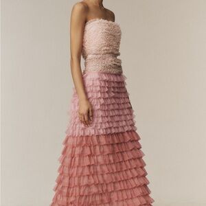 BHLDN Juliette strapless tulle Ruffled Dress